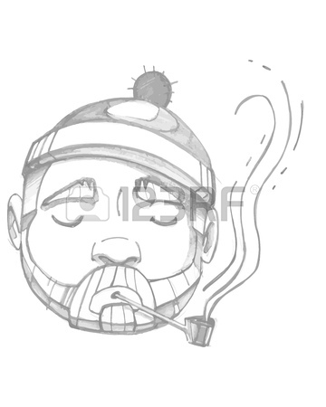 360x450 Hand Drawn Vector Illustration Or Drawing Of A Sailor Face Smoking