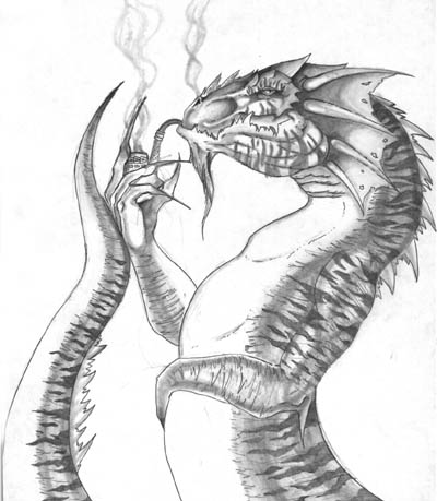 400x459 Dragon With Pipe By Ajf0595