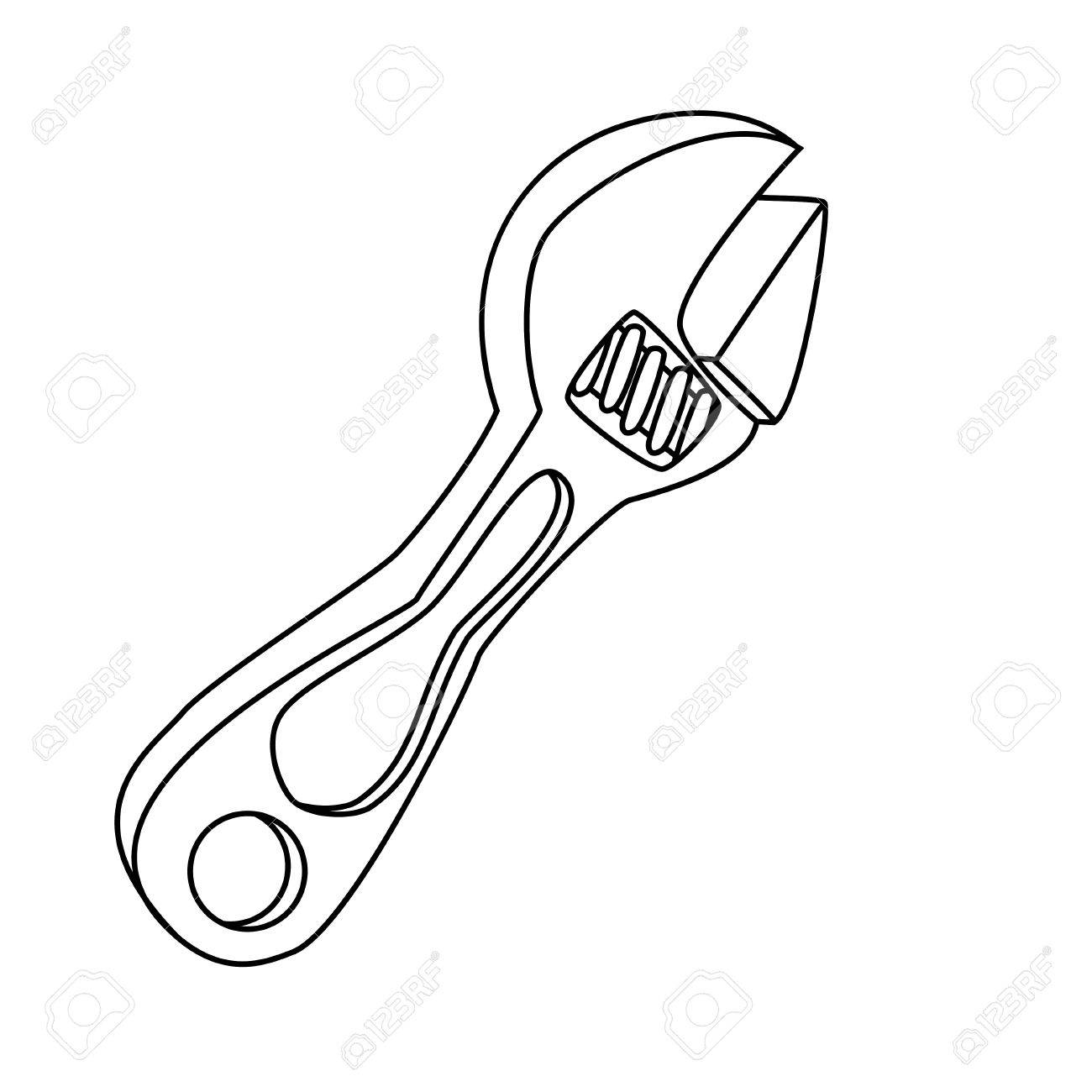 1300x1300 Illustration Of Isolated Crescent Wrench Cartoon Drawing. Vector