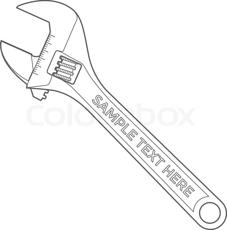 788x800 Vector Outline Dark Grey Adjustable Metal Wrench Icon Stock