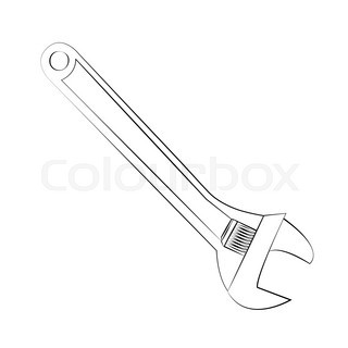 320x320 Vector Outline Dark Grey Pipe Adjustable Metal Wrench Icon Stock