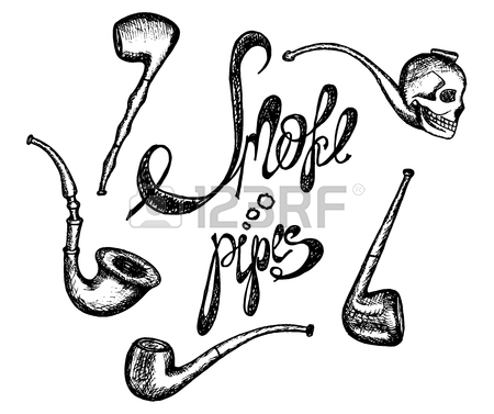 450x377 Hand Drawn Vintage Smoking Pipe. Sketch Style. Vector Illustration