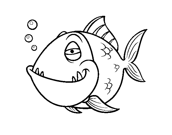 600x470 Piranha Coloring Page