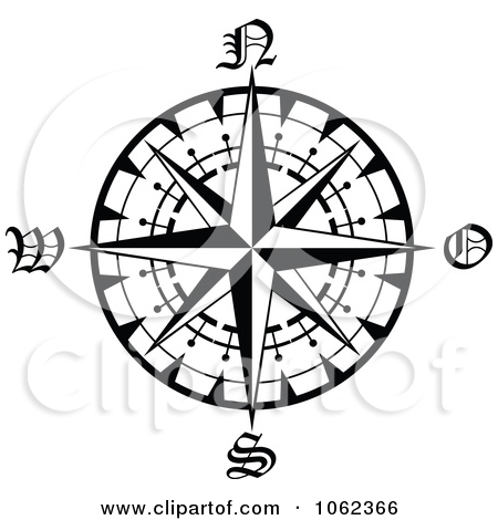 450x470 Black And White Compass Clipart