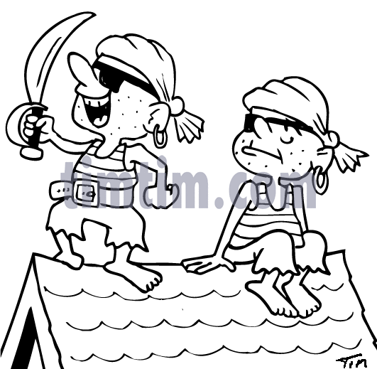 531x519 Free Drawing Of 2 Pirates On Roof Bw From The Category