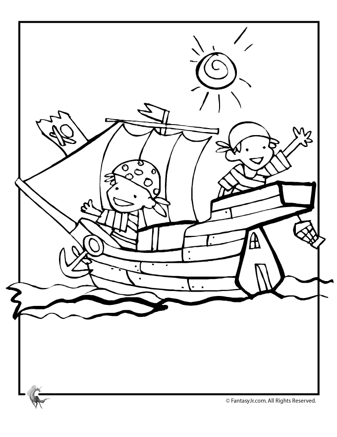 680x880 Pirate Kids Coloring Page