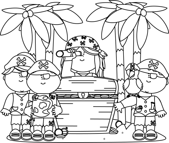 550x466 Black And White Pirate Kids Clip Art