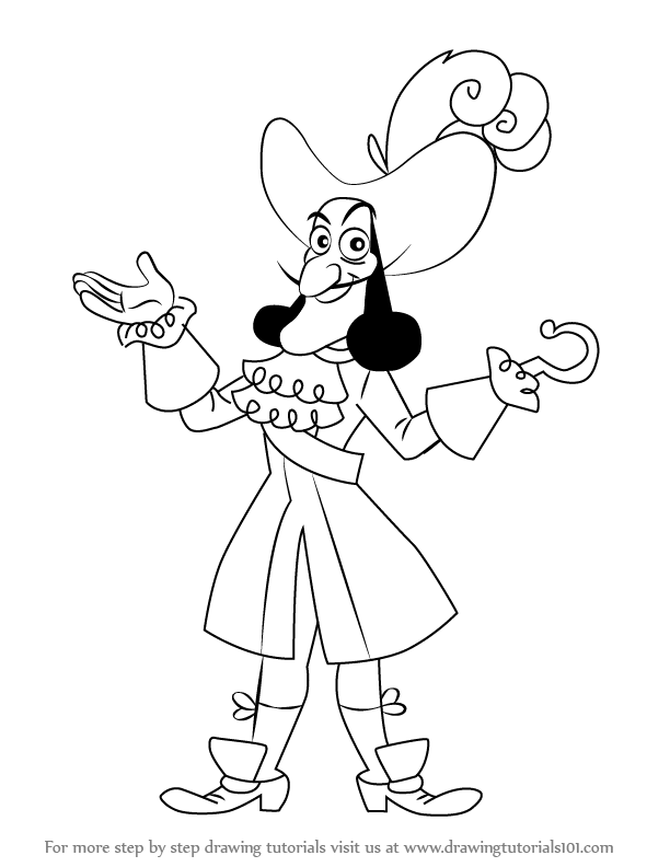 612x792 Learn How To Draw Captain James Hook From Jake And The Never Land