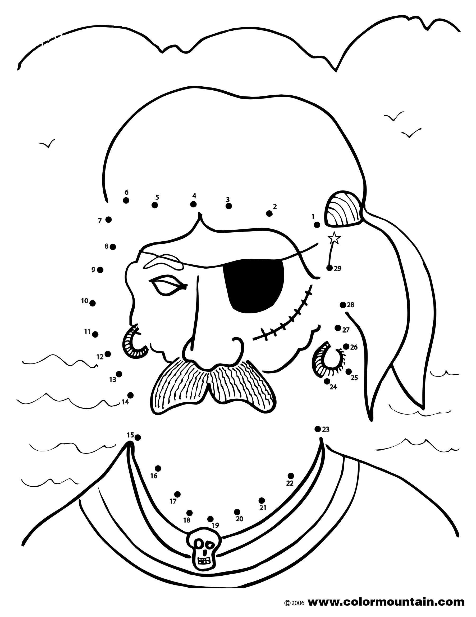 1800x2329 Pirate Dot To Dot Coloring Page