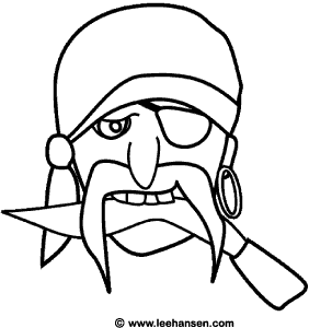 282x300 Pirate Face Mask, Scary Coloring Page (Free Pirates Printable)