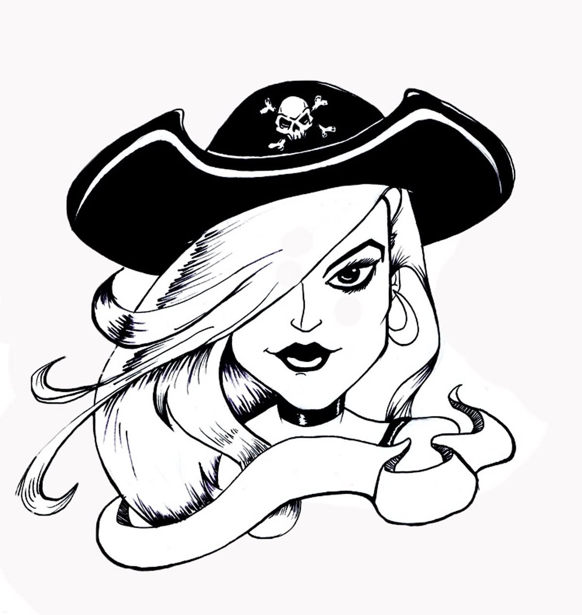 1200x1267 Pirate Girl Shading Tattoo Design Photo