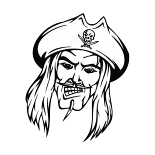 310x310 Angry Pirate Face With Hat And Long Hairs Mascot Mascots Decals