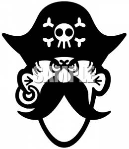 260x300 And White Pirate Face Clip Art Image