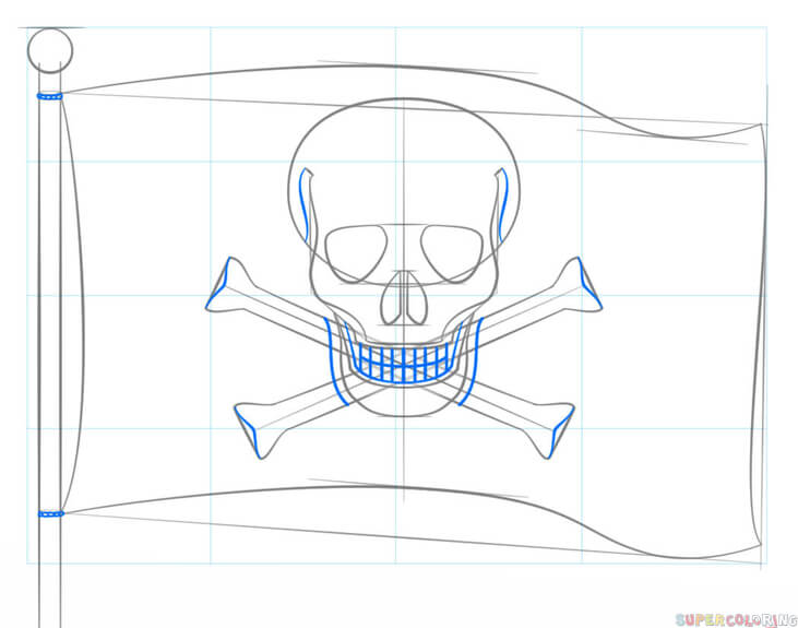 731x575 How To Draw A Pirate Flag Step By Step Drawing Tutorials
