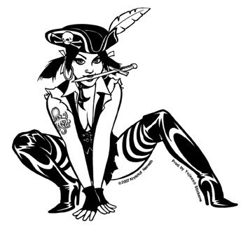 354x326 Roller Derby Apparel Amp Clothing Punky Pirate Girl Sticker
