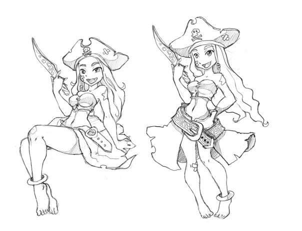 604x463 Girl Pirate Drawing