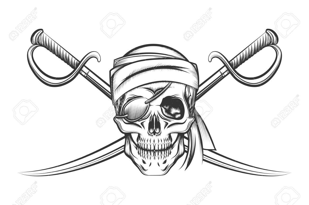 1300x866 Pirate Symbol Of A Skull In The Captain's Hat And Two Crossed