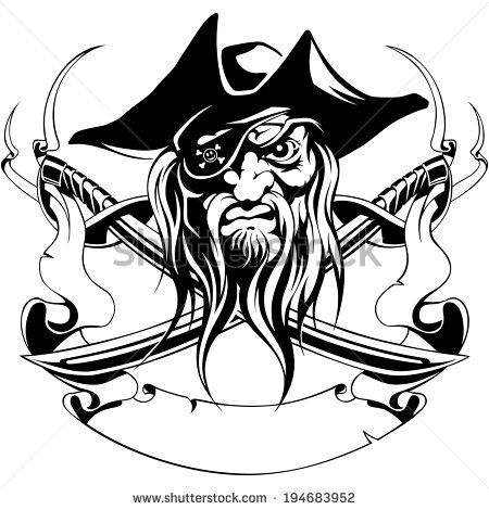 450x470 Stock Vector Pirate Hat Jolly Roger Swords Ribbon Symbol Black