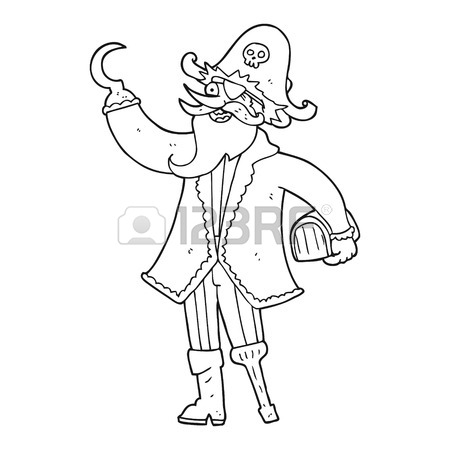 450x450 Freehand Drawn Black And White Cartoon Pirate Hook Royalty Free