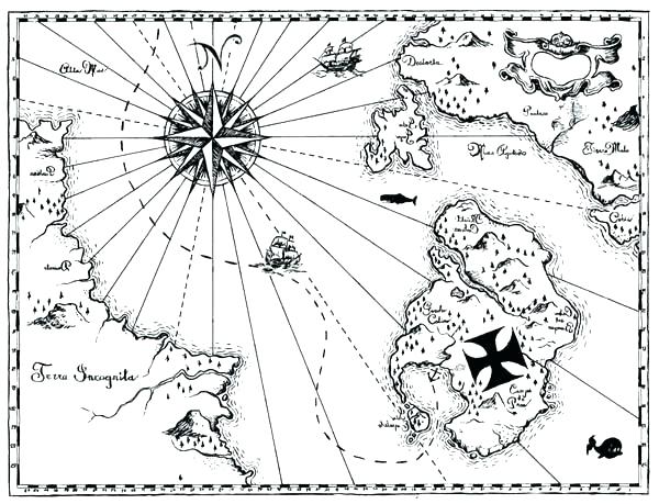 600x459 Pirate Map Coloring Page Great Pirate Treasure Maps Coloring Pages