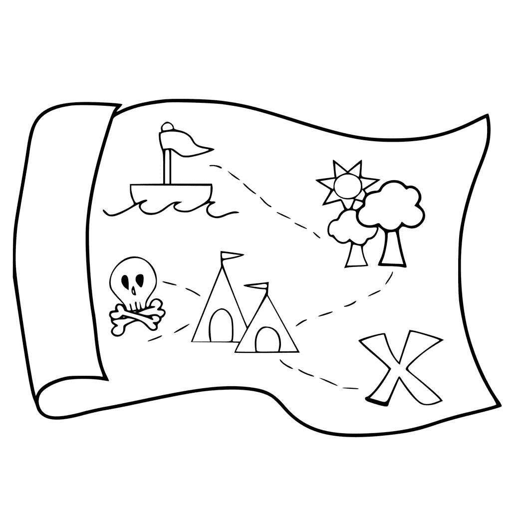 1024x1024 Treasure Map Coloring Pages