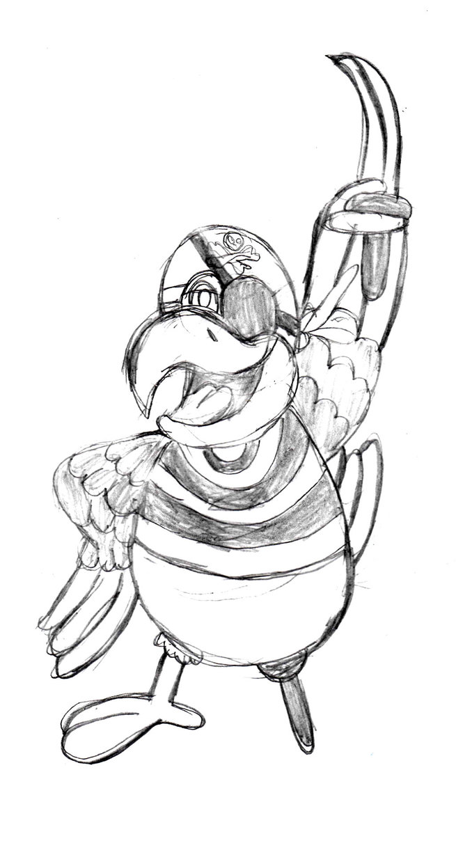 655x1221 Pirate Parrot Sketch By Drawingmanuals
