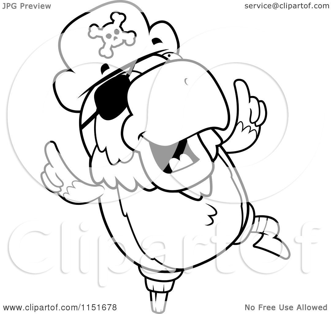 1080x1024 Cartoon Clipart Of A Black And White Dancing Pirate Parrot
