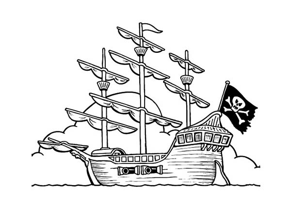 600x429 Pirate Ship Coloring Pirate Ship On Anchor Coloring Page Kids Play