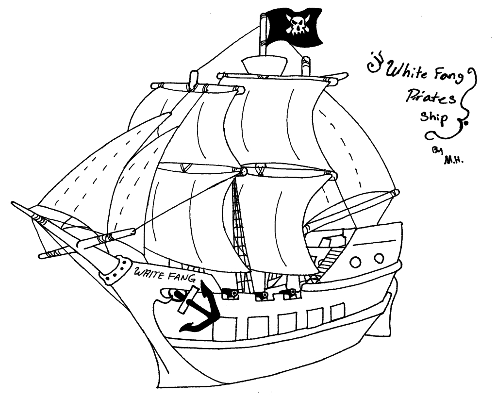 1024x820 Pirate Ship Line Drawing Whitefang Pirates Ship By Marhero