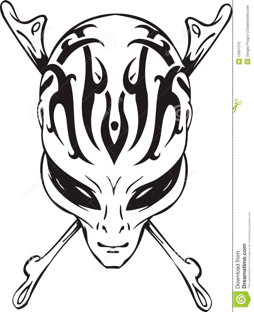 1057x1300 Drawn Skull Alien