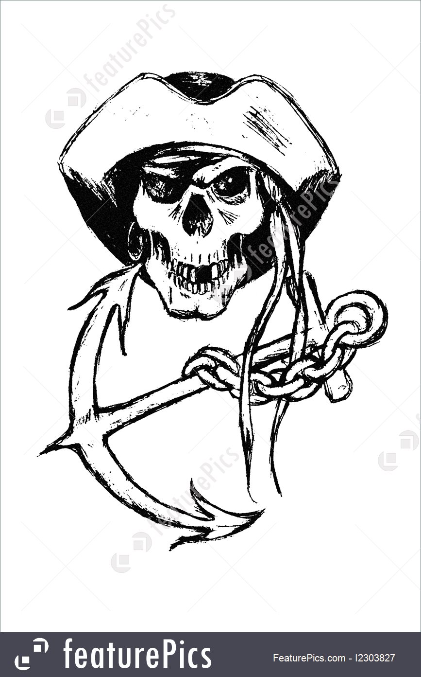 867x1392 Illustration Of Pirate Skull With Anchor