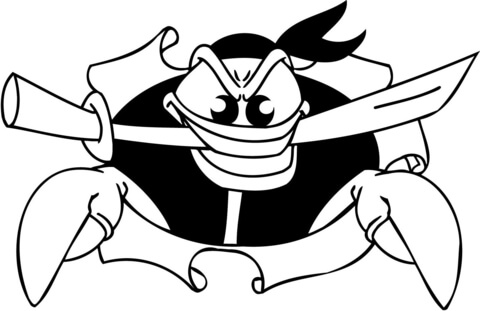 480x311 Pirate Crab With A Sword In The Mouth Coloring Page Free
