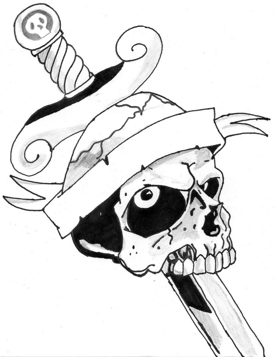 900x1167 Skull And Sword By Eltattooartist