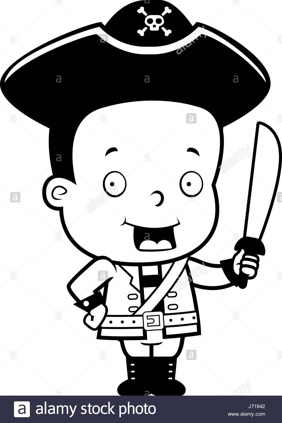 926x1390 A Happy Cartoon Child Pirate Holding A Sword Stock Vector Art