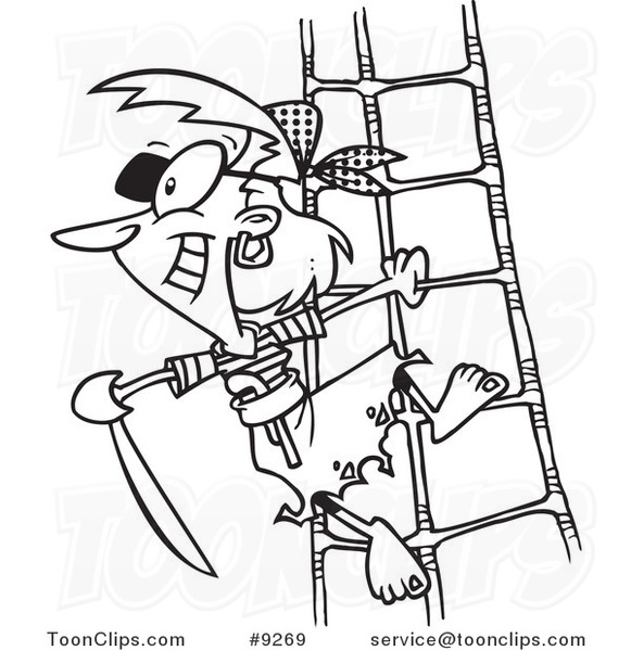 581x600 Cartoon Blacknd White Line Drawing Of Pirate Lady Holding
