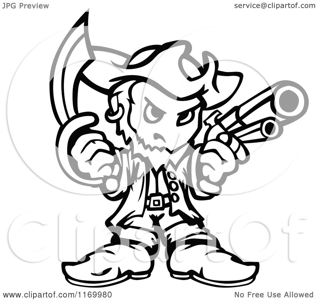1080x1024 Cartoon Of A Black And White Tough Captain Pirate Holding A Sword