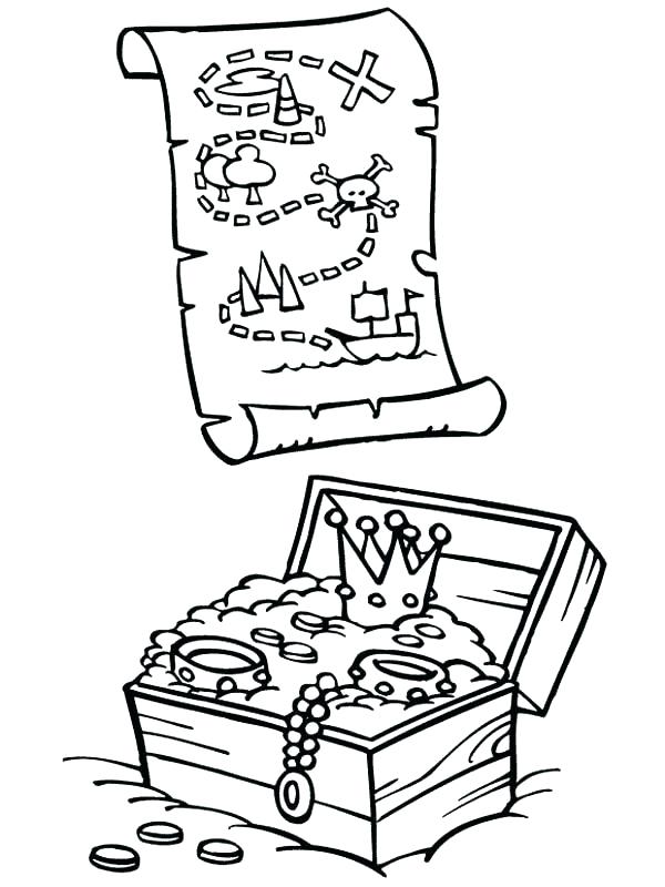 600x800 Pirate Treasure Chest Coloring Page Map And Of Pages
