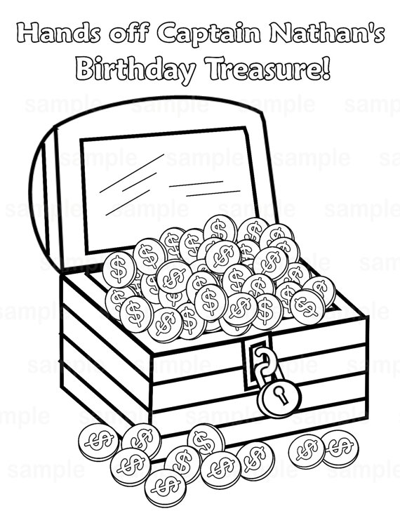 570x738 Pirate Treasure Chest Coloring Pages