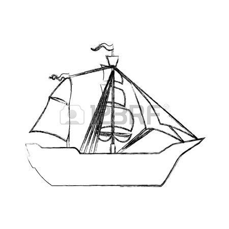 450x450 Pirate Ship Sail Adventure Icon Cut Line Vector Illustration
