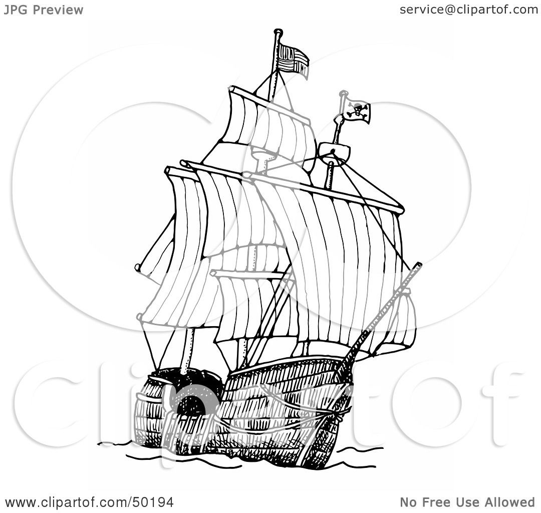 1080x1024 Royalty Free (Rf) Clipart Illustration Of A Tall Pirate Ship