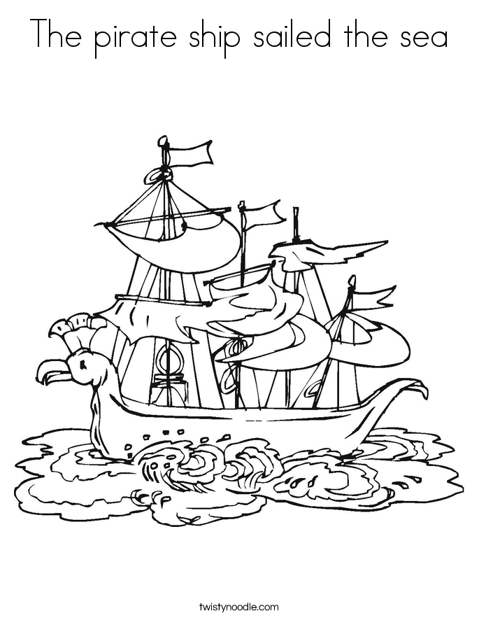 685x886 The Pirate Ship Sailed The Sea Coloring Page