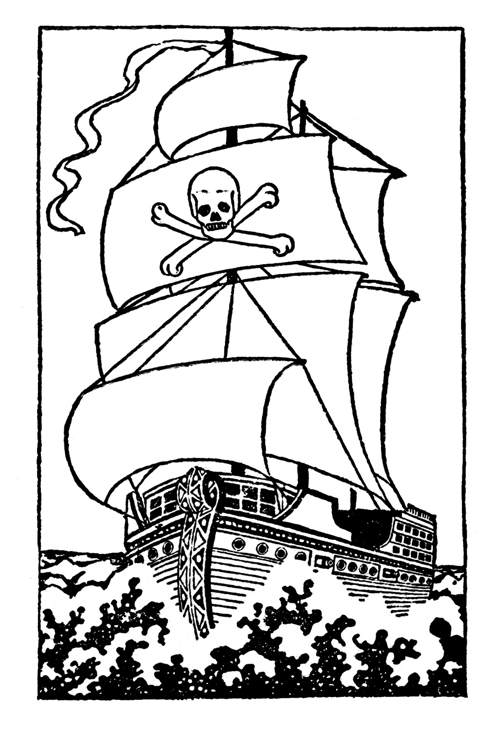 1024x1500 Black And White Clip Art Pirate Ship The Graphics Fairy
