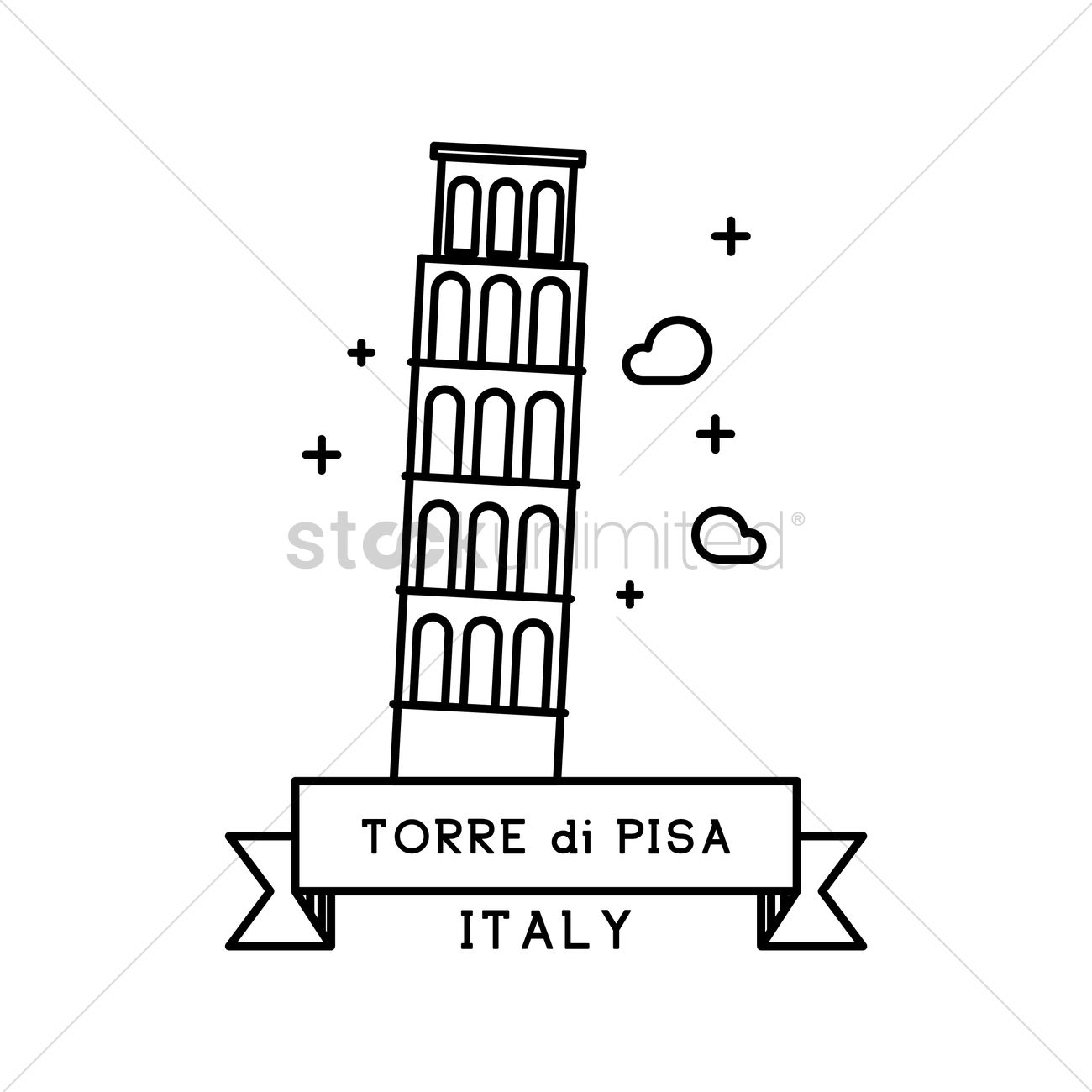 1300x1300 Torre Di Pisa Vector Image