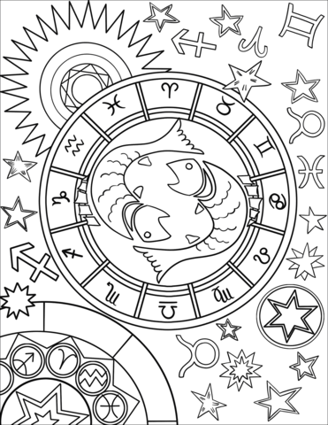 371x480 Pisces Zodiac Sign Coloring Page Free Printable Coloring Pages