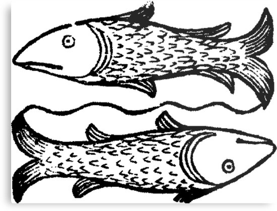 550x420 Medieval Zodiac Horoscope Pisces Fish Metal Prints By