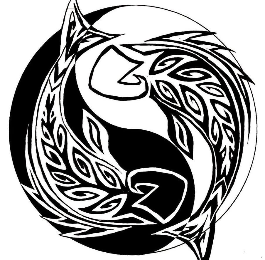 903x885 Tribal Pisces Fish Tattoos Design