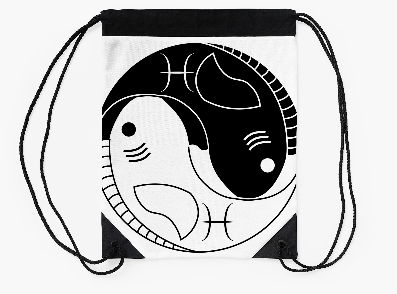 1690x1250 Yin Yang Pisces Fish Drawstring Bags By Lucid Reality Redbubble