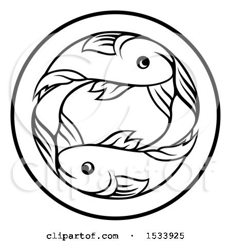 450x470 Clipart Of A Zodiac Horoscope Astrology Pisces Fish Circle Design
