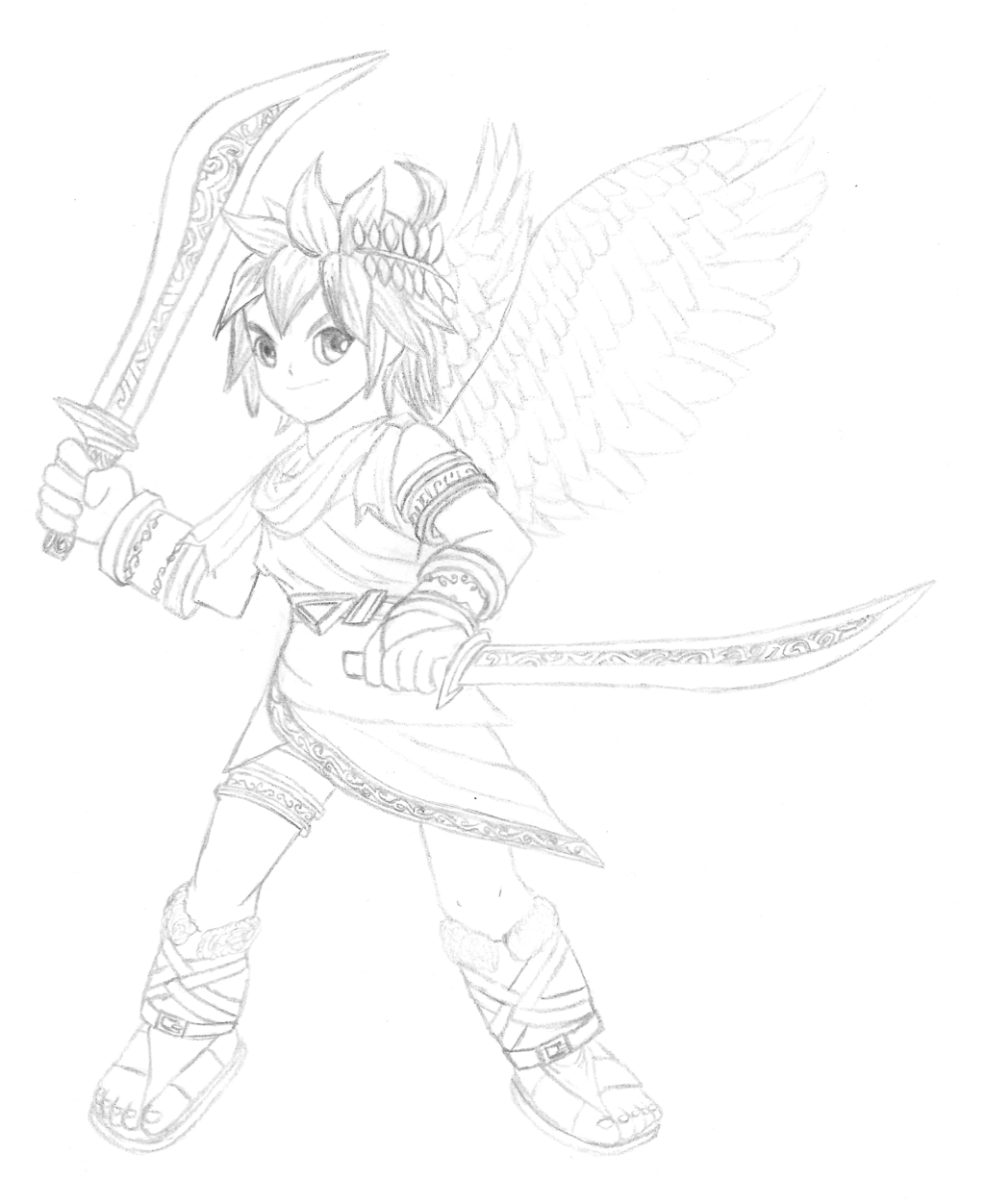 1024x1252 Super Smash Bros. For Wii U3ds Pit Drawing By Blair3232