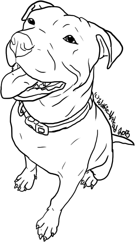 466x833 Free Pit Bull Line Art 6 By Wolfie
